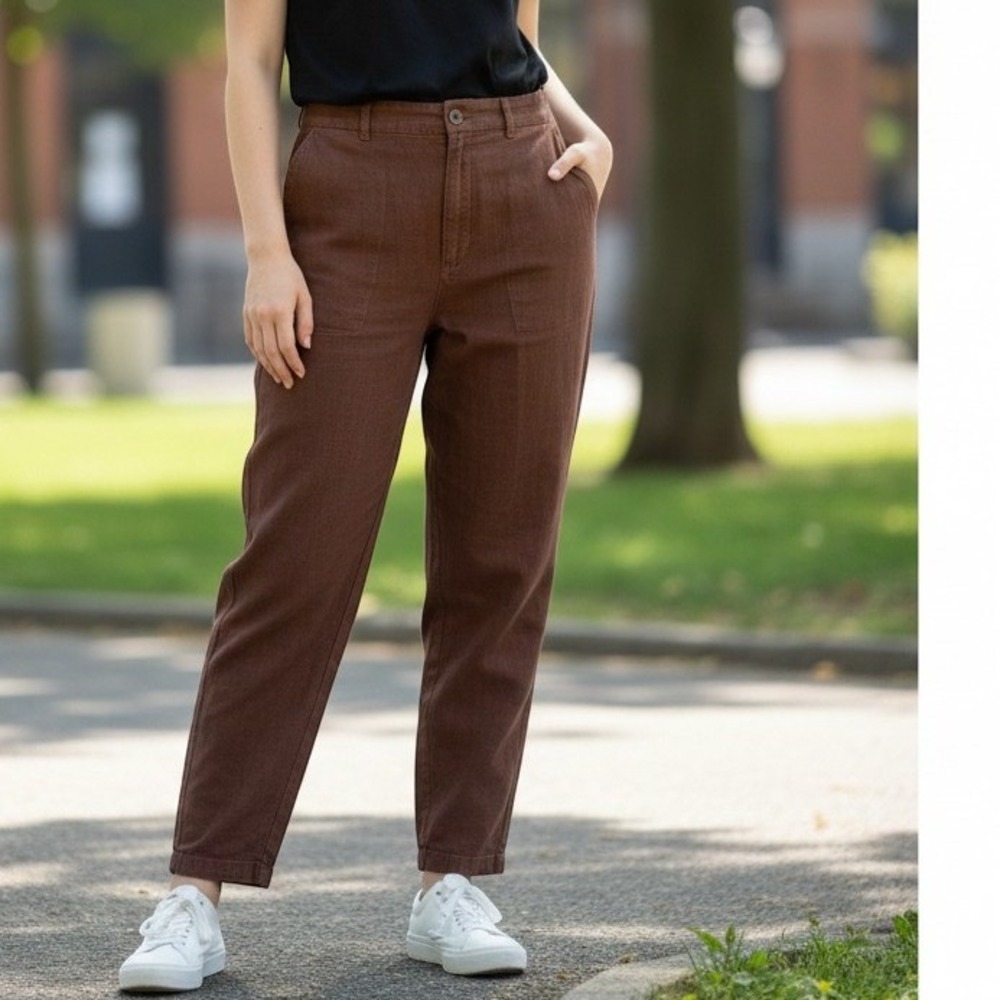 Gotcha Covered Linen Pants Womens 14 Brown Vintage High Waist Tapered USA